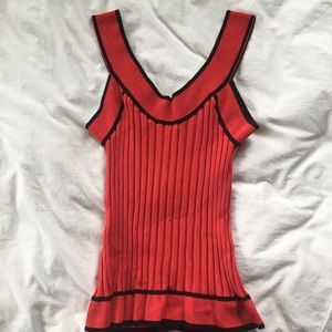 Cache Tops - Cache Zip Up Red Ribbed Tank Blouse Cache Tops - Cache Zip Up Red Ribbed Tank Blouse